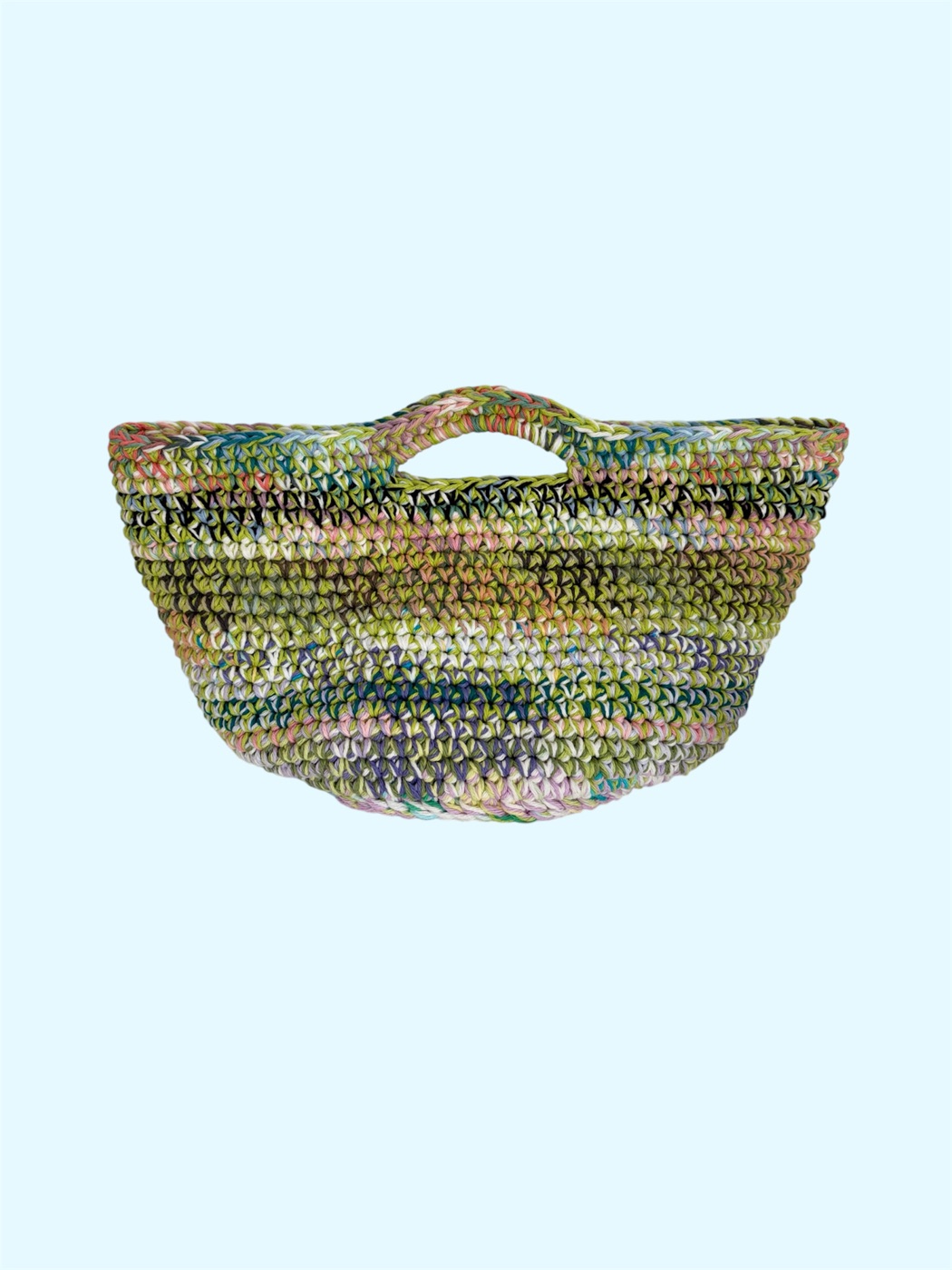 Multicolour crochet basket bag